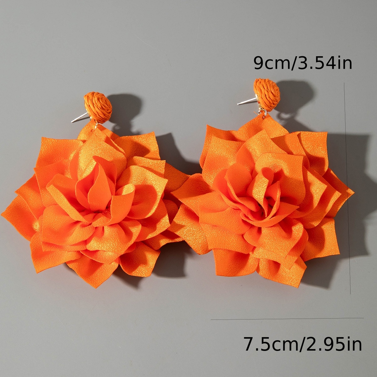 3D Flower Raffia Earrings for Women